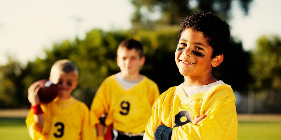 Portrait of a young flag football player